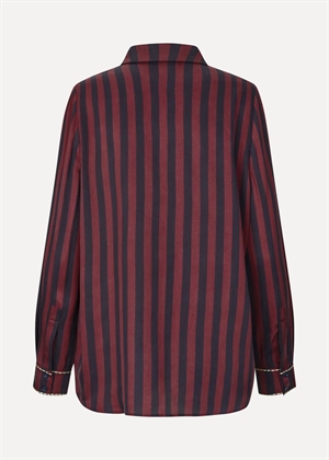 Dry viscose long sleeve skjorte Navy&Burgundy Wallpaper Stripes Stine Goya 